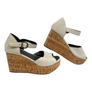 Fiorentini + Baker Gray Peep Toe Cork Wedges | Size 40EU